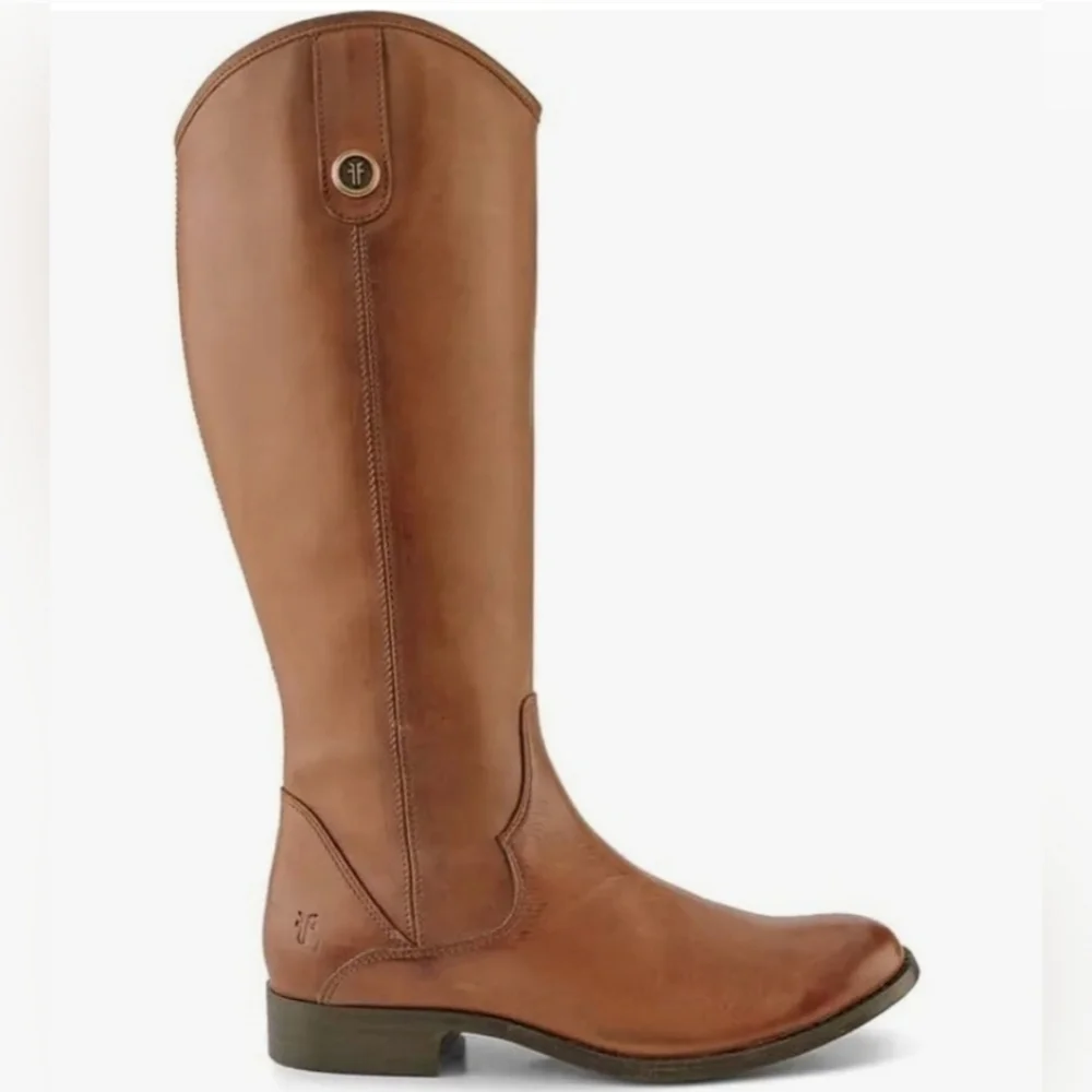 Western Chic Frye Leather Cognac Boots - Picture 5 of 11